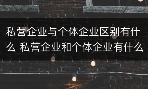 私营企业与个体企业区别有什么 私营企业和个体企业有什么区别