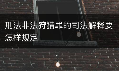 刑法非法狩猎罪的司法解释要怎样规定