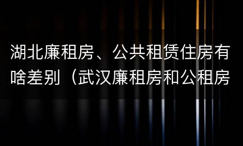 湖北廉租房、公共租赁住房有啥差别（武汉廉租房和公租房的区别）