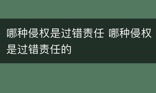 哪种侵权是过错责任 哪种侵权是过错责任的