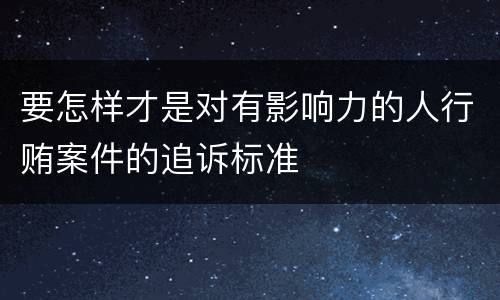 要怎样才是对有影响力的人行贿案件的追诉标准