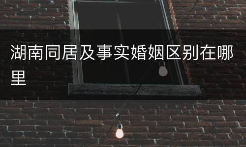 湖南同居及事实婚姻区别在哪里