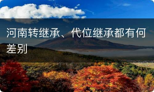 河南转继承、代位继承都有何差别