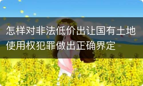 怎样对非法低价出让国有土地使用权犯罪做出正确界定