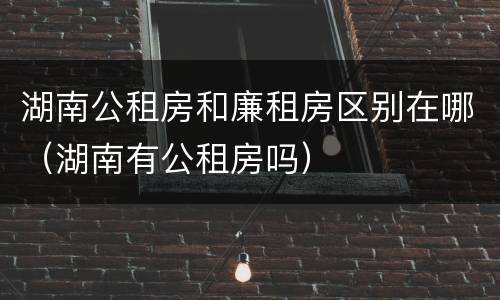 湖南公租房和廉租房区别在哪(湖南有公租房吗)