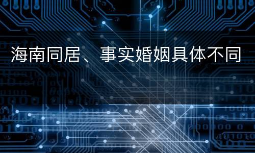 海南同居、事实婚姻具体不同
