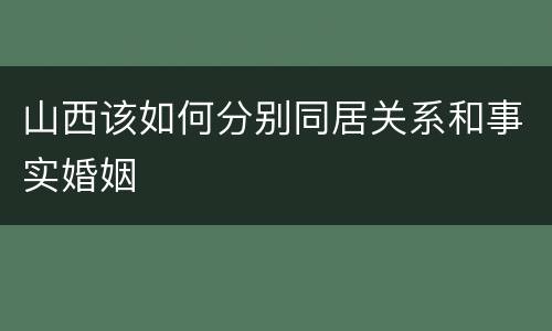 山西该如何分别同居关系和事实婚姻