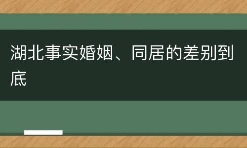 湖北事实婚姻、同居的差别到底