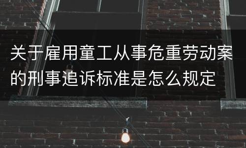 关于雇用童工从事危重劳动案的刑事追诉标准是怎么规定