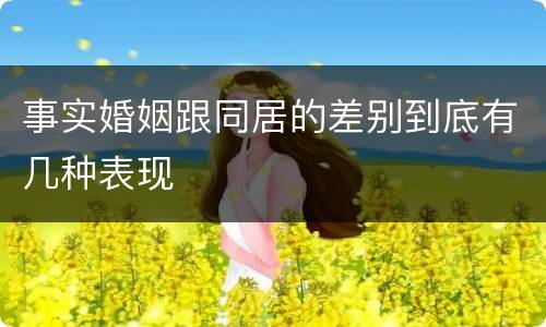 事实婚姻跟同居的差别到底有几种表现