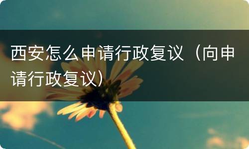 西安怎么申请行政复议（向申请行政复议）