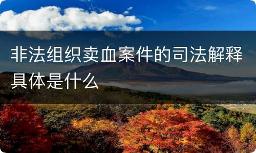非法组织卖血案件的司法解释具体是什么