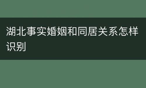 湖北事实婚姻和同居关系怎样识别