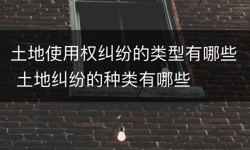 土地使用权纠纷的类型有哪些 土地纠纷的种类有哪些
