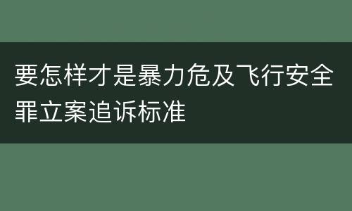 要怎样才是暴力危及飞行安全罪立案追诉标准