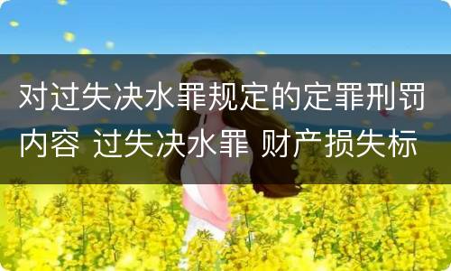 对过失决水罪规定的定罪刑罚内容 过失决水罪 财产损失标准