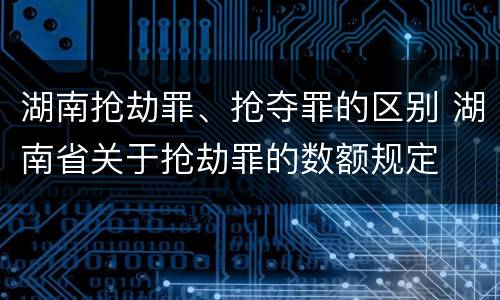 湖南抢劫罪、抢夺罪的区别 湖南省关于抢劫罪的数额规定