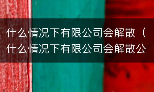 什么情况下有限公司会解散（什么情况下有限公司会解散公司）