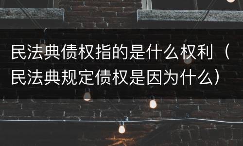 民法典债权指的是什么权利（民法典规定债权是因为什么）