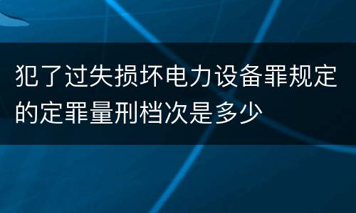犯了过失损坏电力设备罪规定的定罪量刑档次是多少