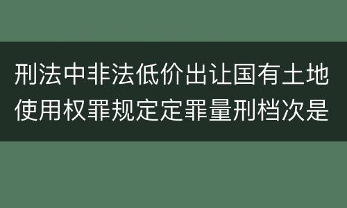 刑法中非法低价出让国有土地使用权罪规定定罪量刑档次是多少