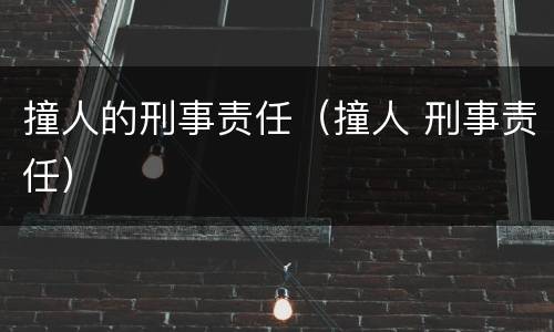 撞人的刑事责任（撞人 刑事责任）