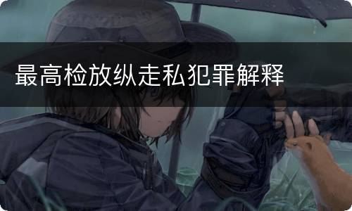 最高检放纵走私犯罪解释