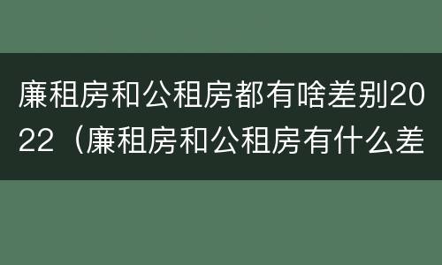 廉租房和公租房都有啥差别2022（廉租房和公租房有什么差别）