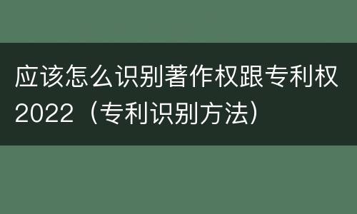应该怎么识别著作权跟专利权2022（专利识别方法）