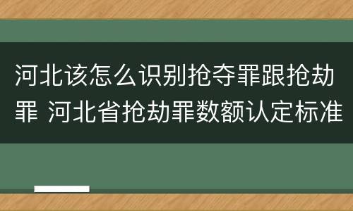 河北该怎么识别抢夺罪跟抢劫罪 河北省抢劫罪数额认定标准