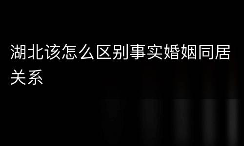 湖北该怎么区别事实婚姻同居关系