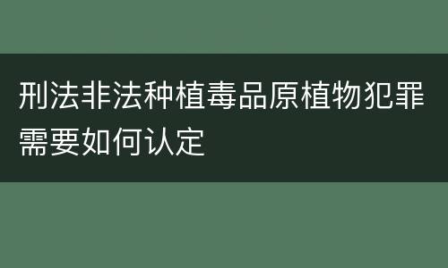刑法非法种植毒品原植物犯罪需要如何认定