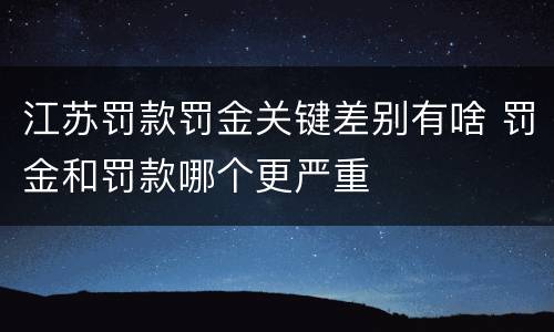 江苏罚款罚金关键差别有啥 罚金和罚款哪个更严重