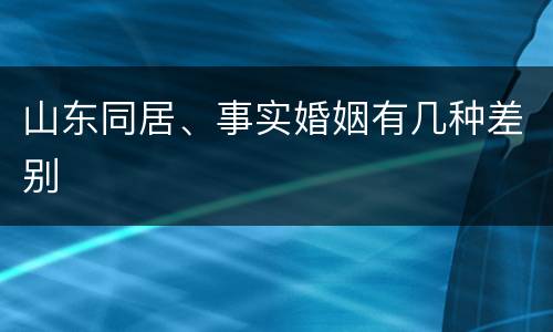 山东同居、事实婚姻有几种差别