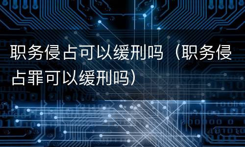 职务侵占可以缓刑吗（职务侵占罪可以缓刑吗）