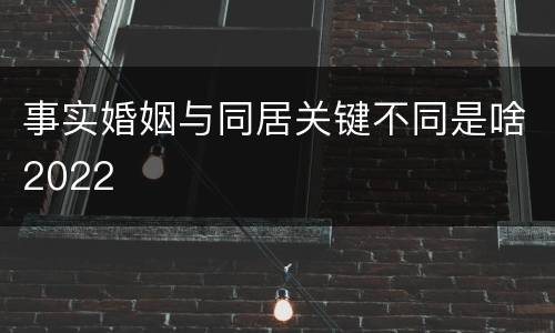 事实婚姻与同居关键不同是啥2022
