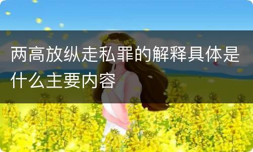 两高放纵走私罪的解释具体是什么主要内容