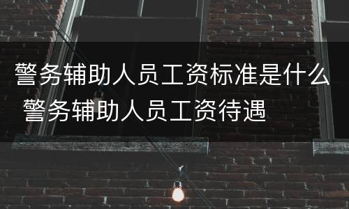 警务辅助人员工资标准是什么 警务辅助人员工资待遇