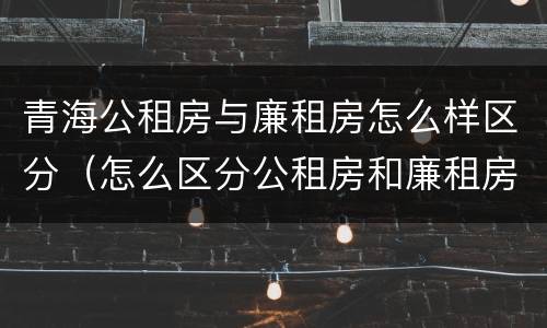 青海公租房与廉租房怎么样区分（怎么区分公租房和廉租房）