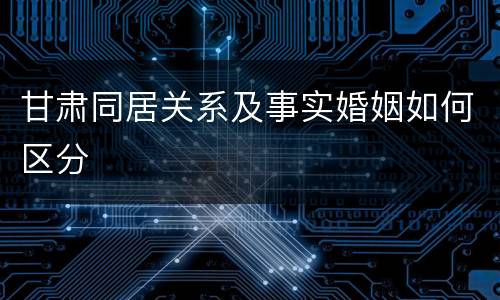 甘肃同居关系及事实婚姻如何区分