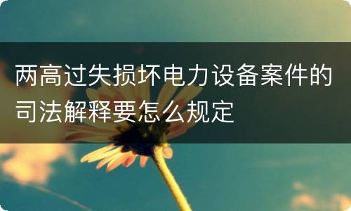 两高过失损坏电力设备案件的司法解释要怎么规定