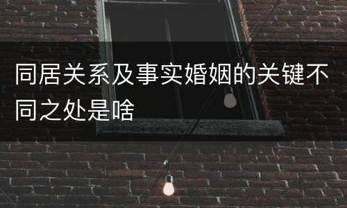 同居关系及事实婚姻的关键不同之处是啥