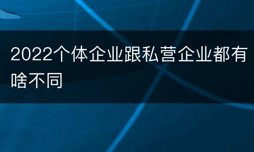 2022个体企业跟私营企业都有啥不同