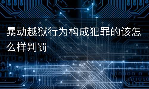 暴动越狱行为构成犯罪的该怎么样判罚
