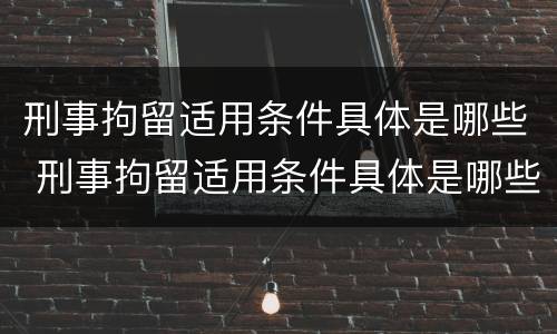 刑事拘留适用条件具体是哪些 刑事拘留适用条件具体是哪些条款