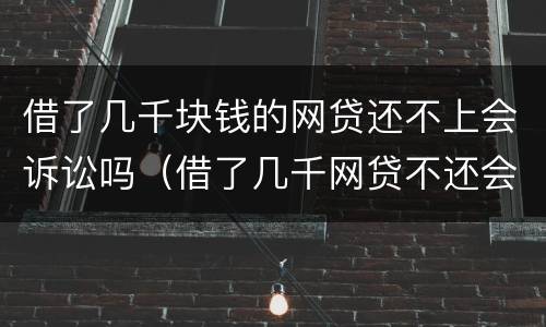 借了几千块钱的网贷还不上会诉讼吗（借了几千网贷不还会怎样）
