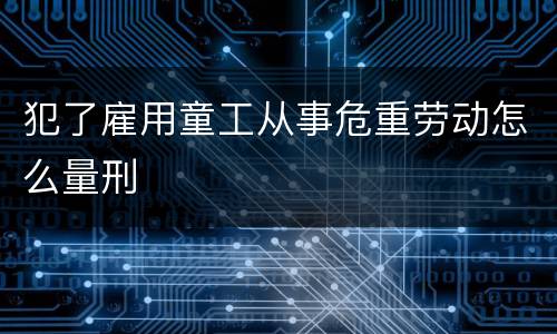 犯了雇用童工从事危重劳动怎么量刑
