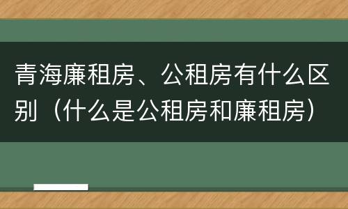 青海廉租房、公租房有什么区别（什么是公租房和廉租房）