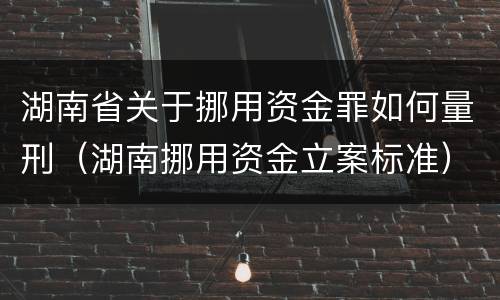 湖南省关于挪用资金罪如何量刑（湖南挪用资金立案标准）