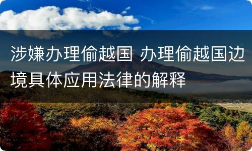 涉嫌办理偷越国 办理偷越国边境具体应用法律的解释